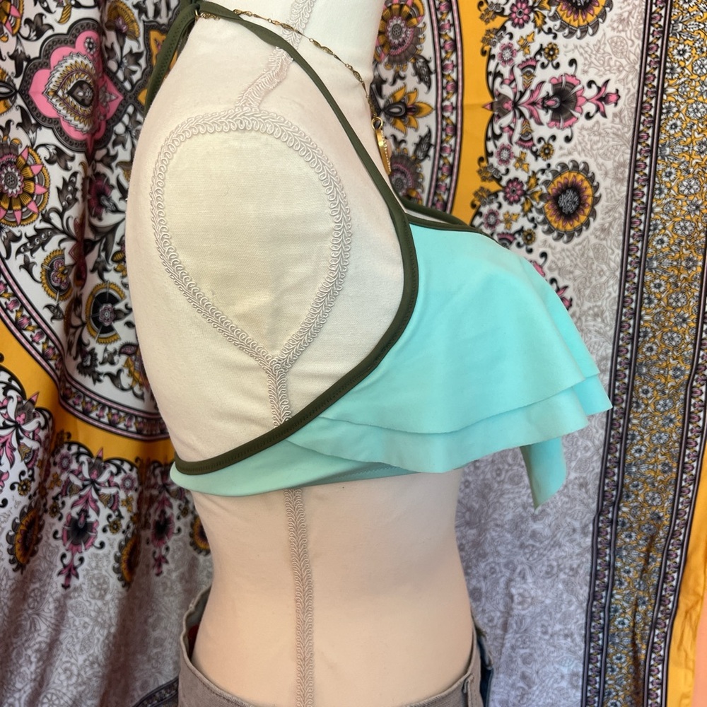 Aqua Halter Ruffle Top - Picture 2 of 4